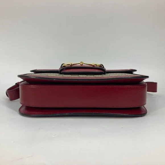 GUCCI 602204 GG Supreme Horsebit 1955 bag Shoulder Bag GG Supreme Beige/Red - Picture 11 of 16
